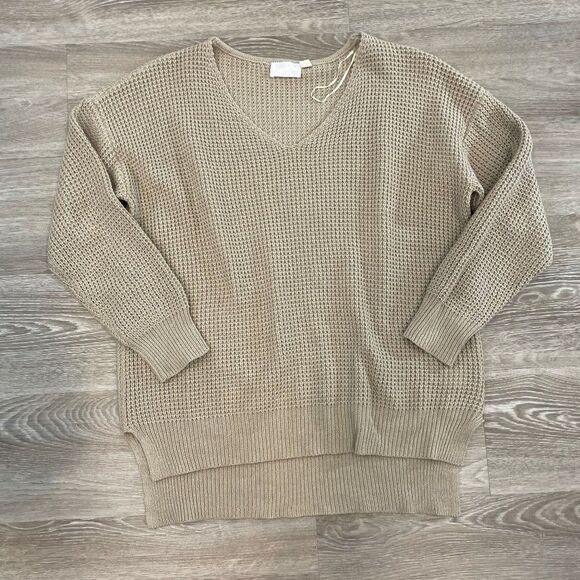 Seven Sisters Grey Waffle Knit V-neck Sweater relaxed fit S - Picture 1 of 5